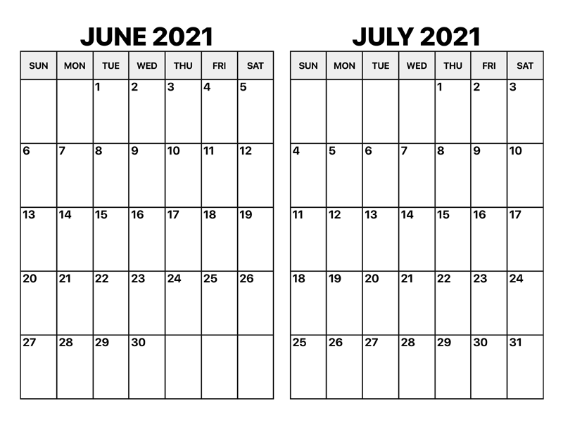 July Calendar 2021 Cute