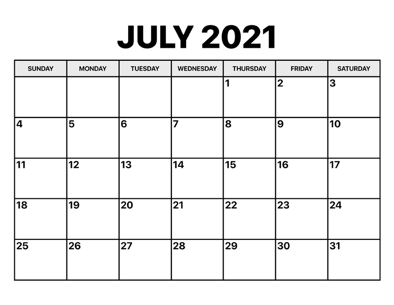 July Calendar 2021 PDF
