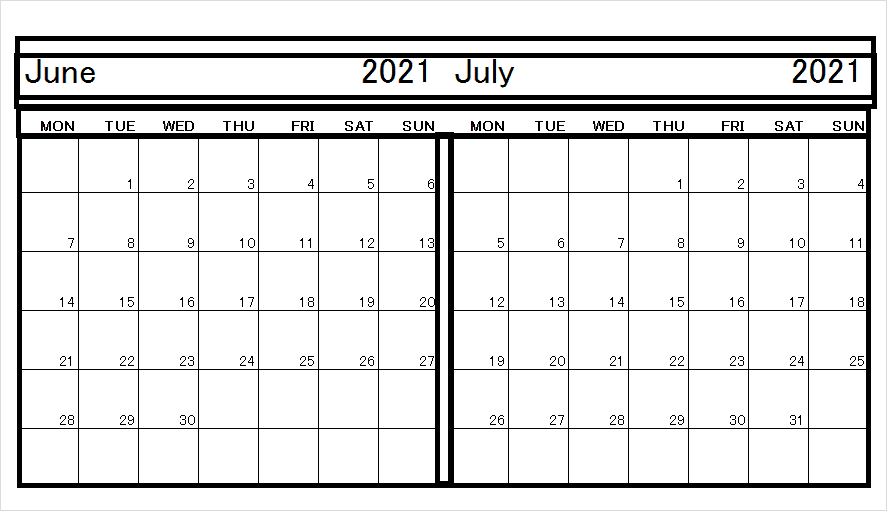 July Calendar Template 2021