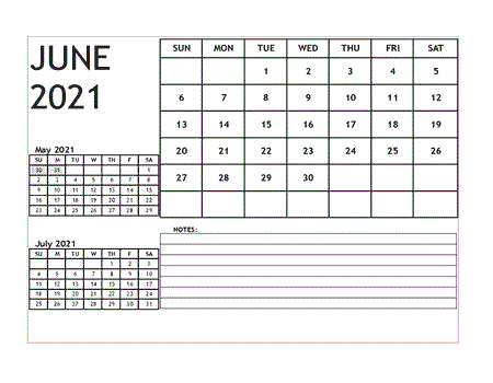 June 2021 Blank Calendar Printable