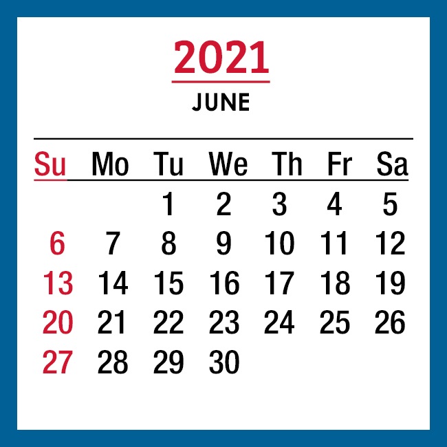 June 2021 Blank Calendar Template