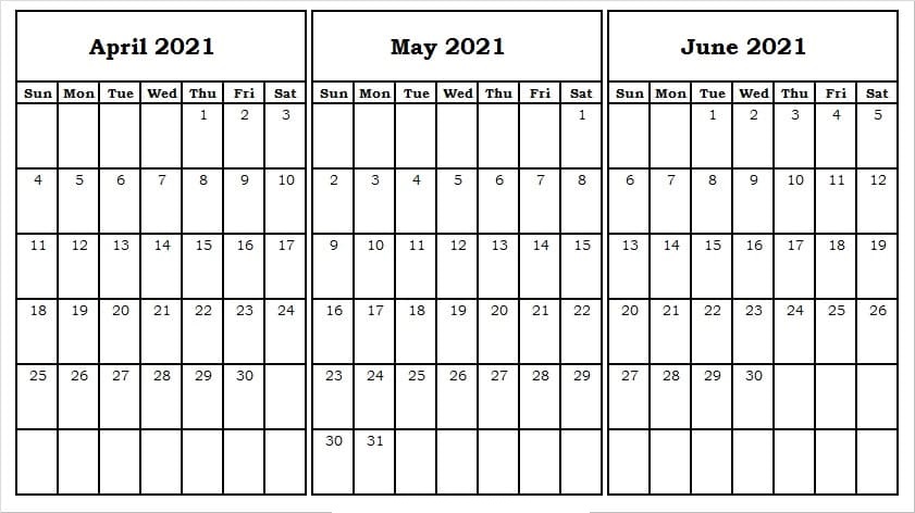 June 2021 Blank Calendar Template