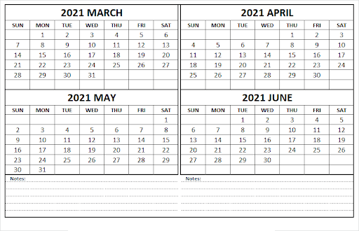 June 2021 Blank Printable Calendar