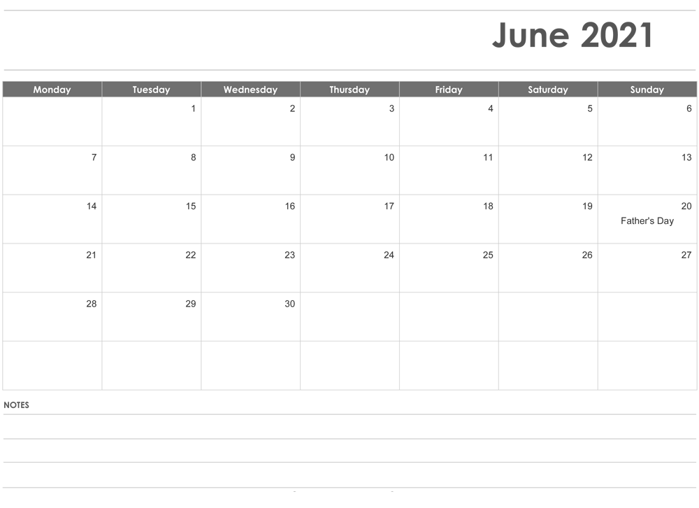 June 2021 Calendar Festival