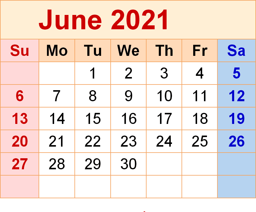 June 2021 Calendar PDF Template