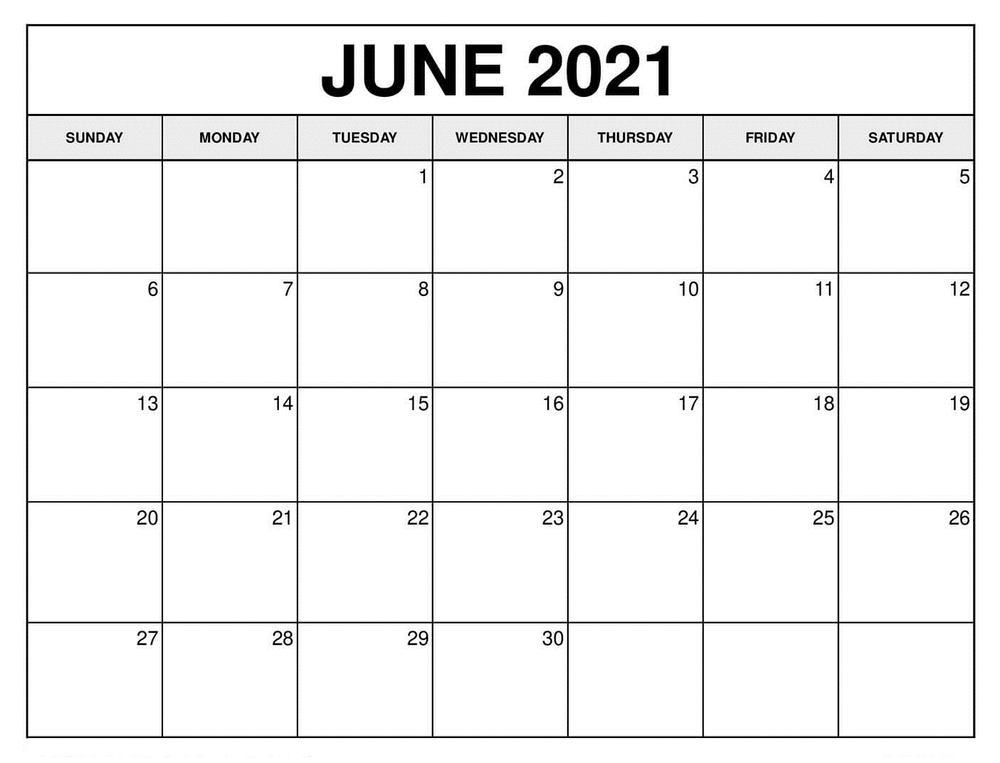 June 2021 Calendar Printable Vertex