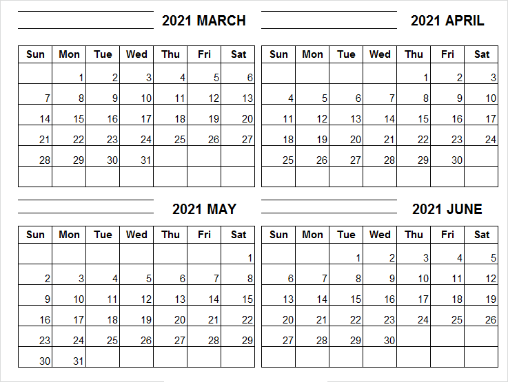 June 2021 Calendar Printable