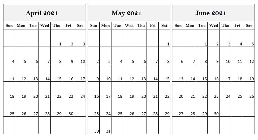 June 2021 Calendar Template Excel