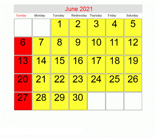 June 2021 Calendar Template