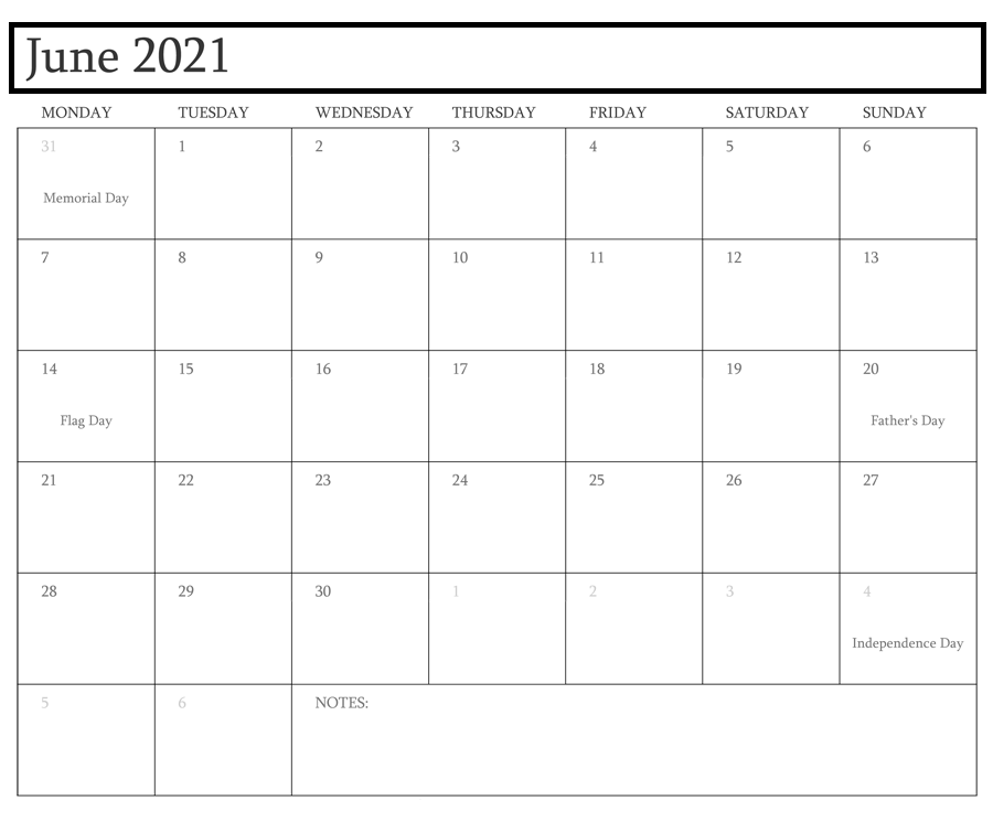 June 2021 Calendar With Holidays Australia