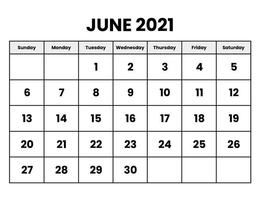 June 2021 Free Printable Calendar