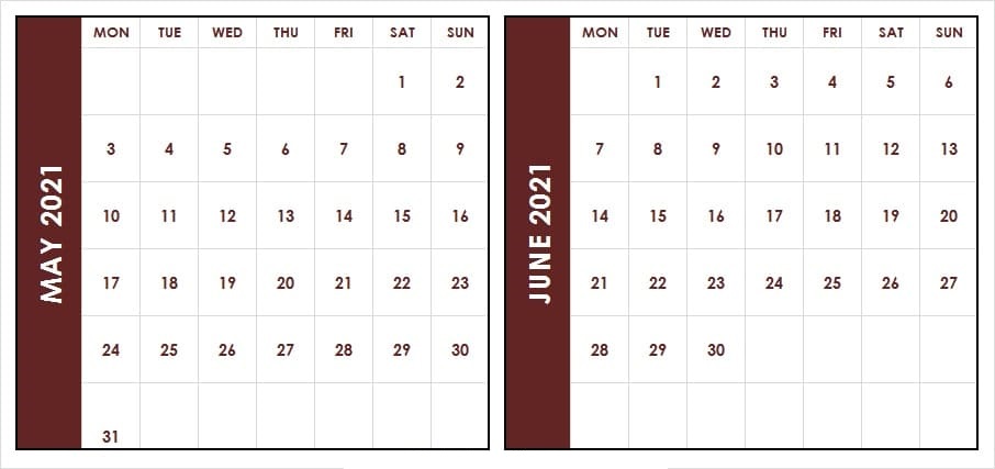 June 2021 Printable Calendar Template