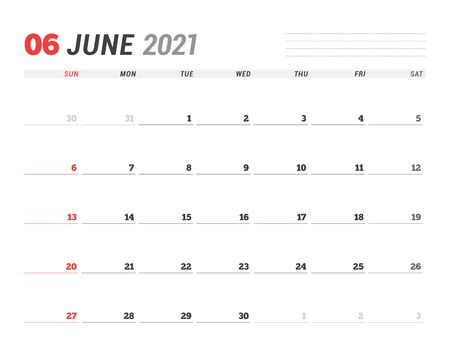 June 2021 Printable Calendar