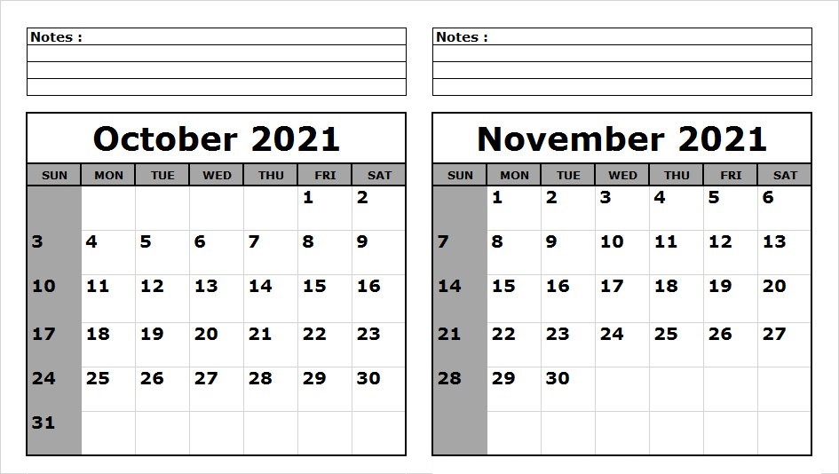 November 2021 Blank Calendar Template to Print