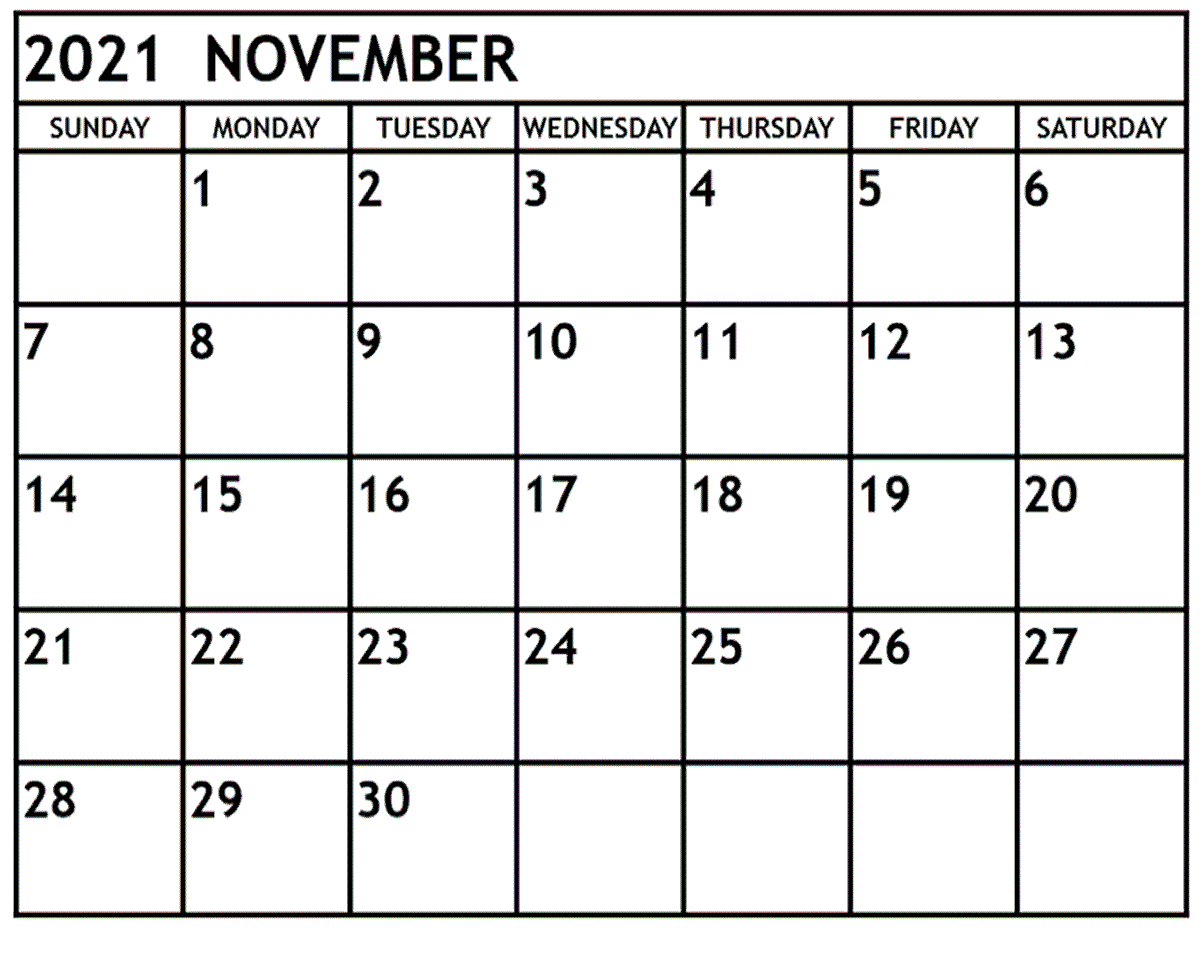 November 2021 Calendar Blank Vertical Vertex View
