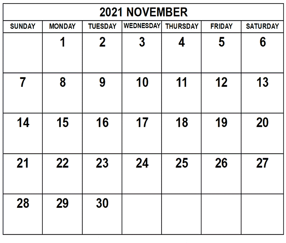 November 2021 Calendar Blank