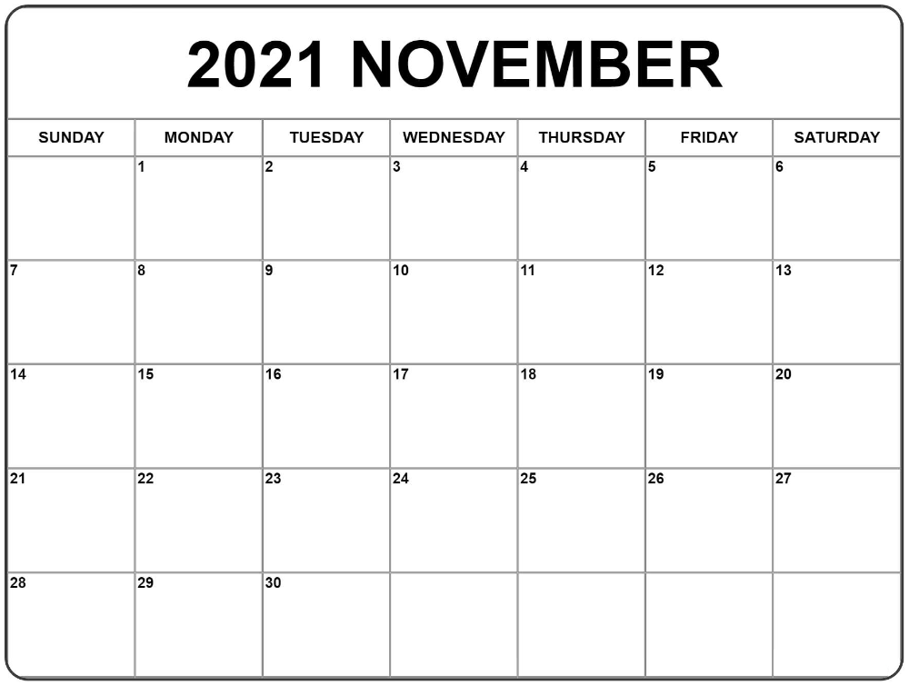 November 2021 Calendar Template Editable Free