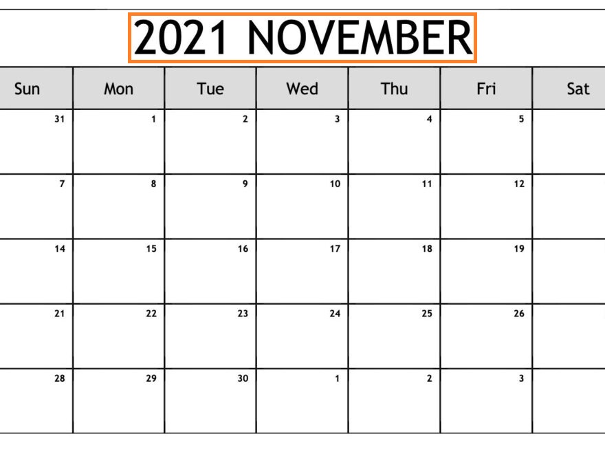 November 2021 Calendar Template