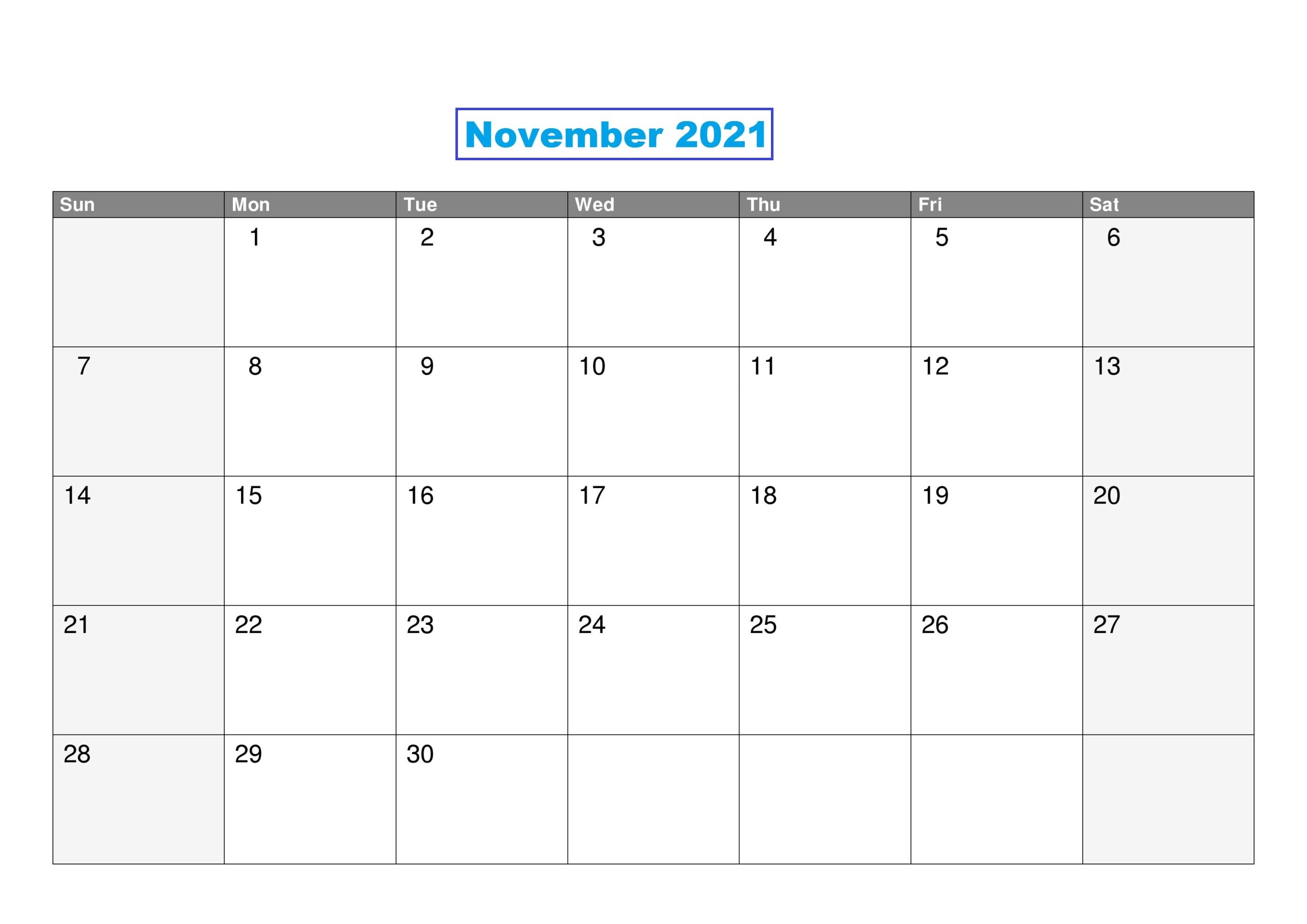 November 2021 Calendar Thakur Prasad