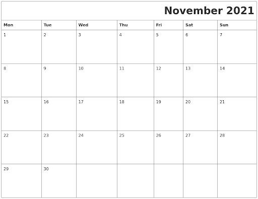 November 2021 Calendar With Jewish Holidays
