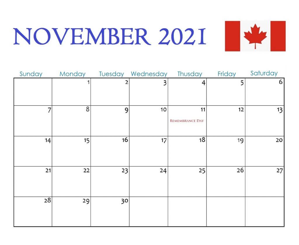 November Calendar 2021 Printable