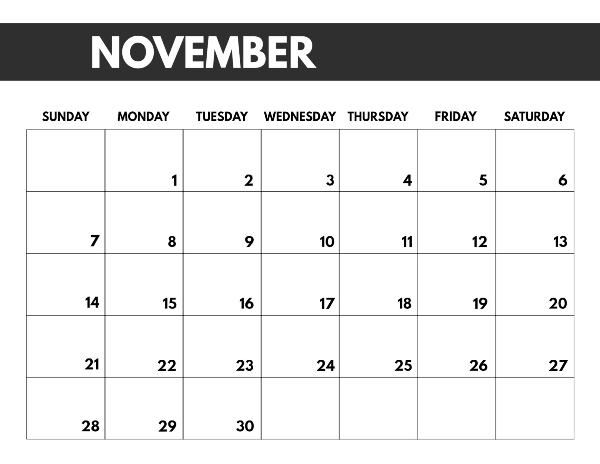 November Calendar 2021 With Holidays India