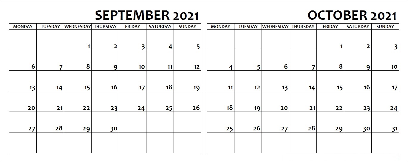October 2021 Blank Calendar Colorful Chart