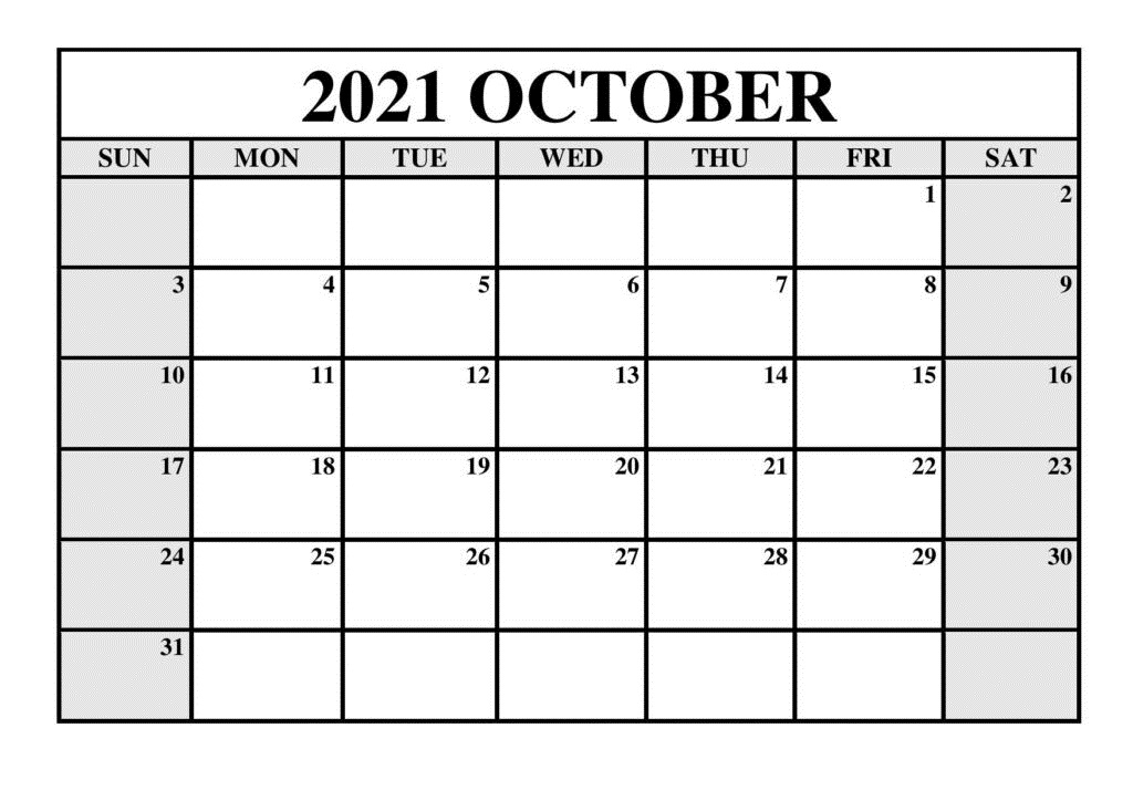 October 2021 Blank Calendar