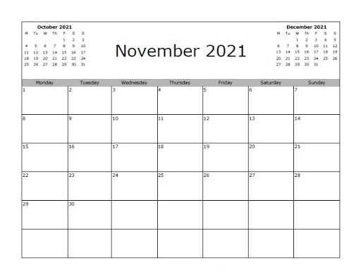 October 2021 Calendar Printable Blank Month