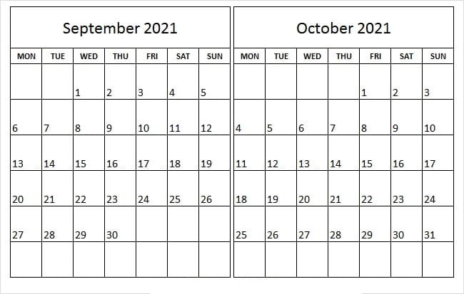 October 2021 Calendar Printable Half Page Printable