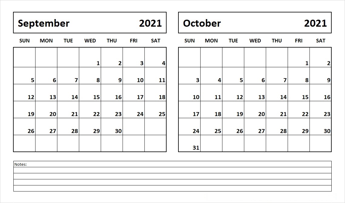 October 2021 Calendar Template for Onenote Website