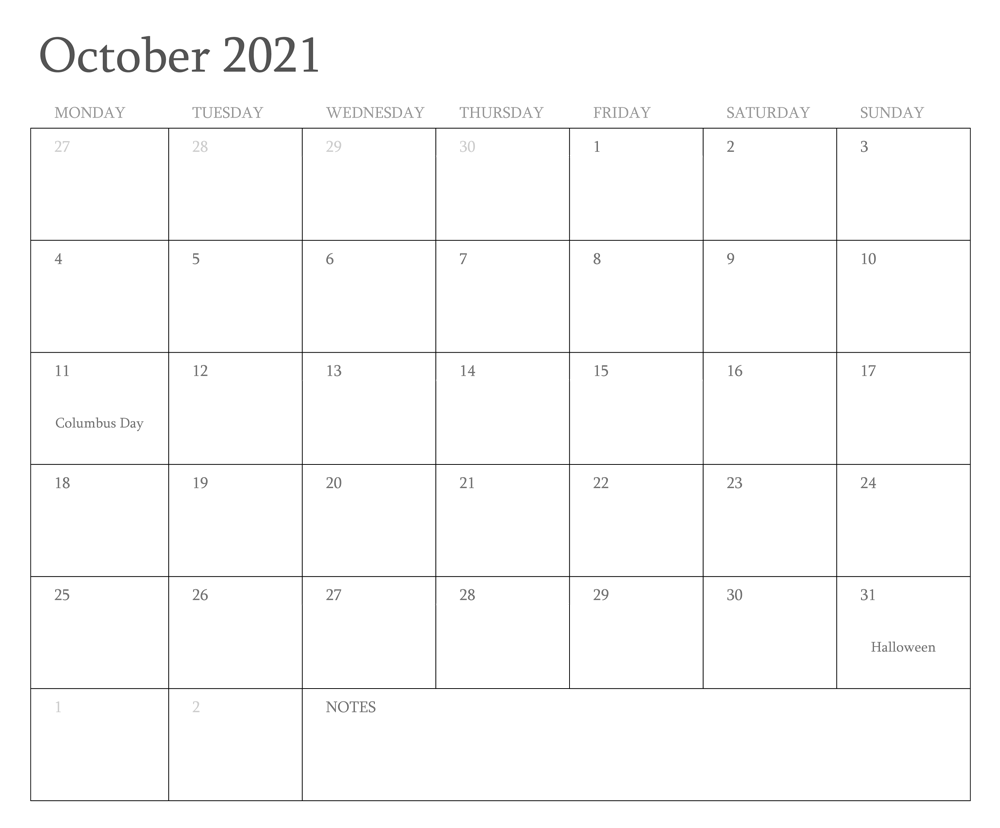 October 2021 Calendar With Holidays India
