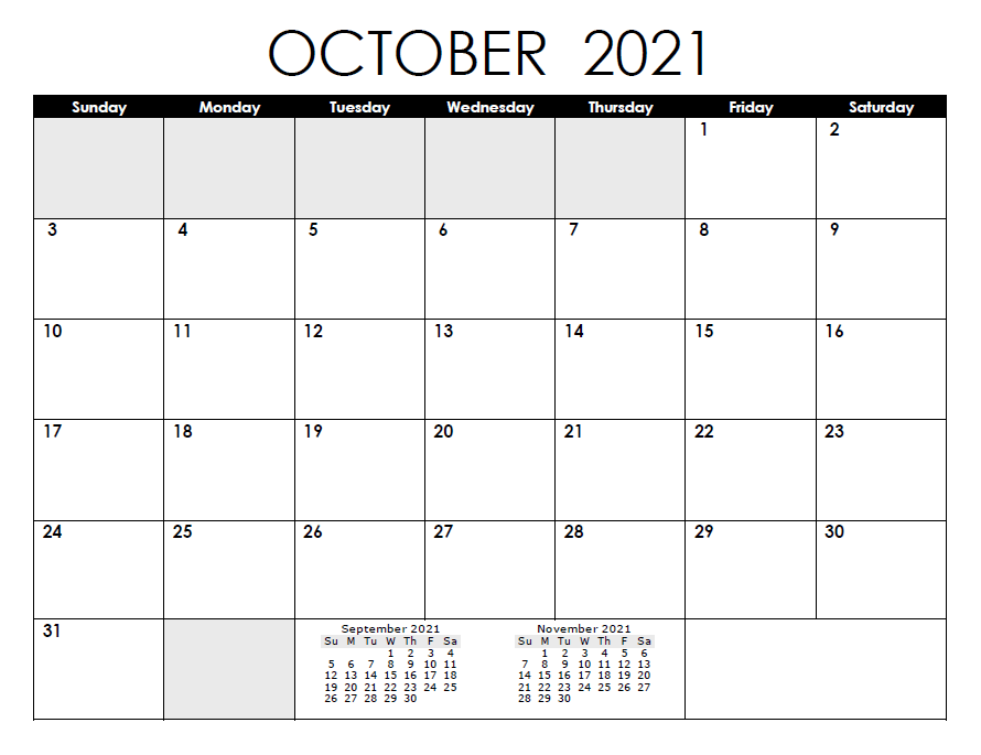 October 2021 Calendar With Jewish Holidays