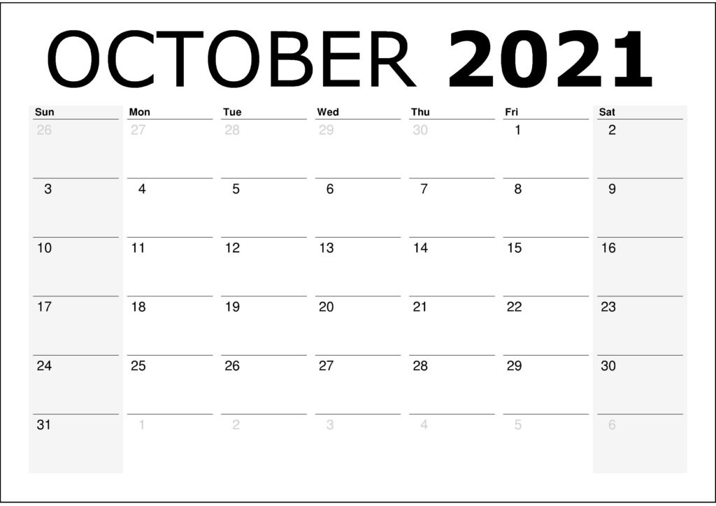 October 2021 Calendar