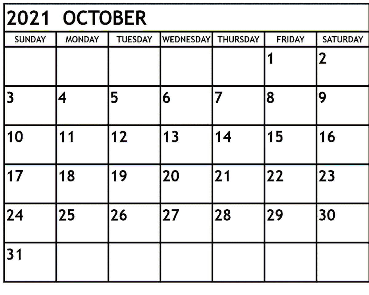 October 2021 Printable Calendar Countdown Creator