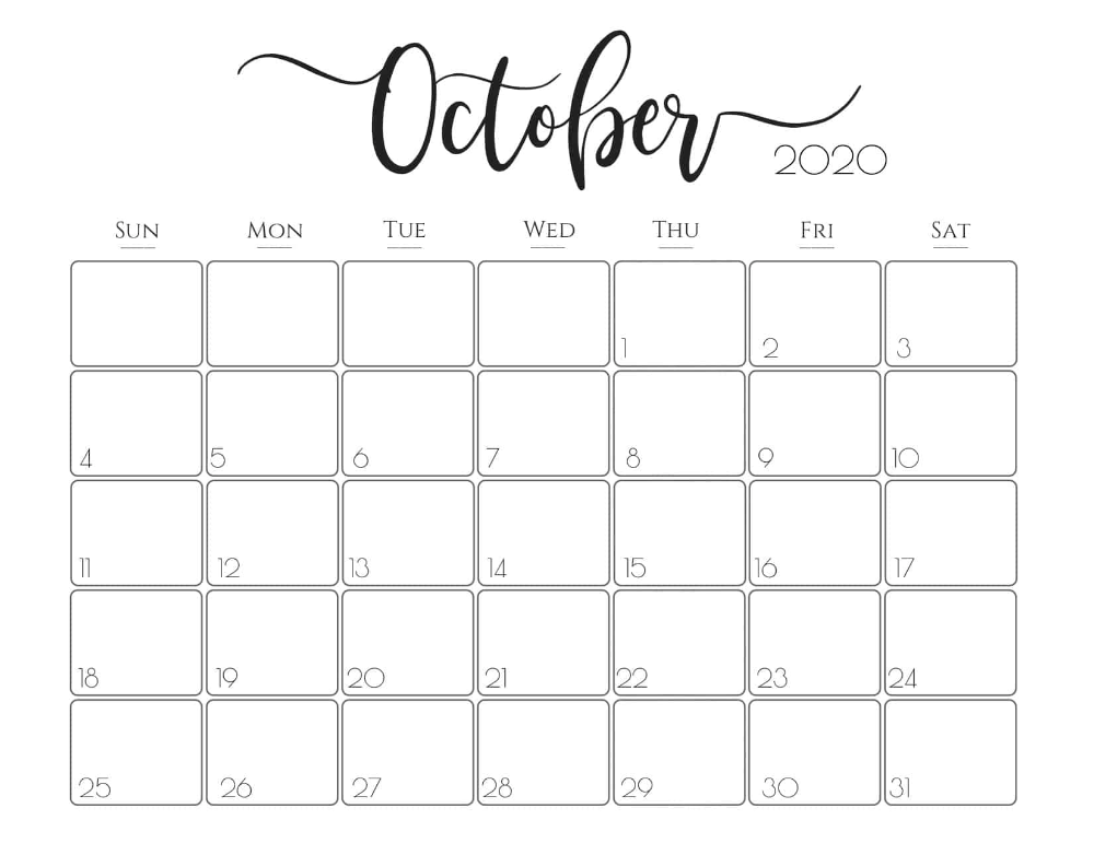 October 2021 Printable Calendar Monthly Planner