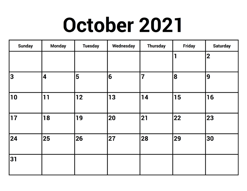 October 2021 Printable Calendar Two Month Per Page