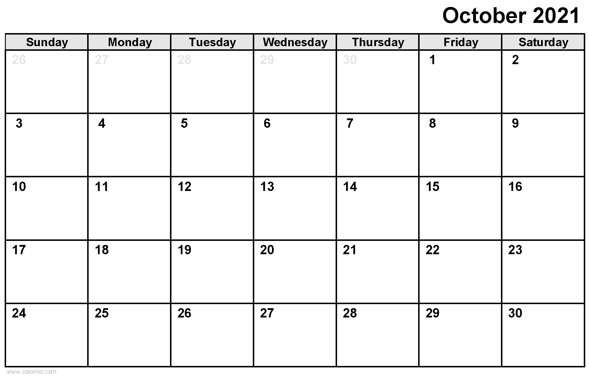 October November December 2021 Calendar