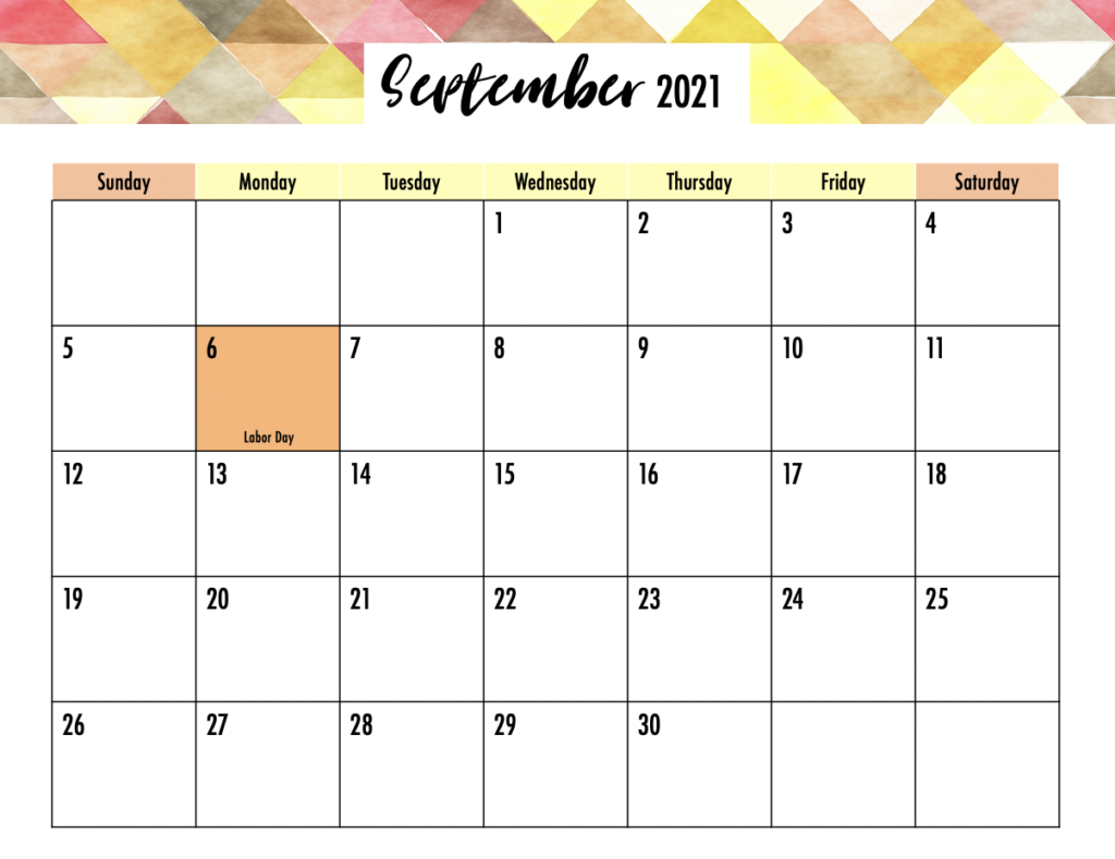 Printable September 2021 Calendar With Holidays