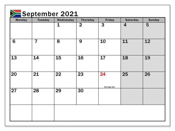 September 2021 Blank Calendar Clipart