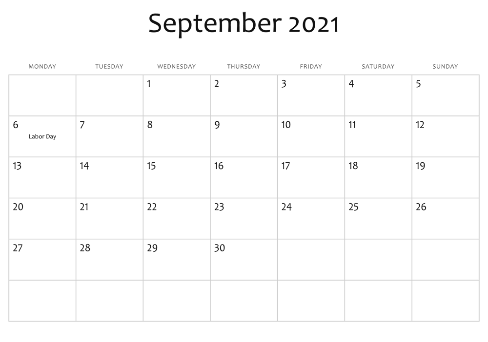 September 2021 Calendar Festival