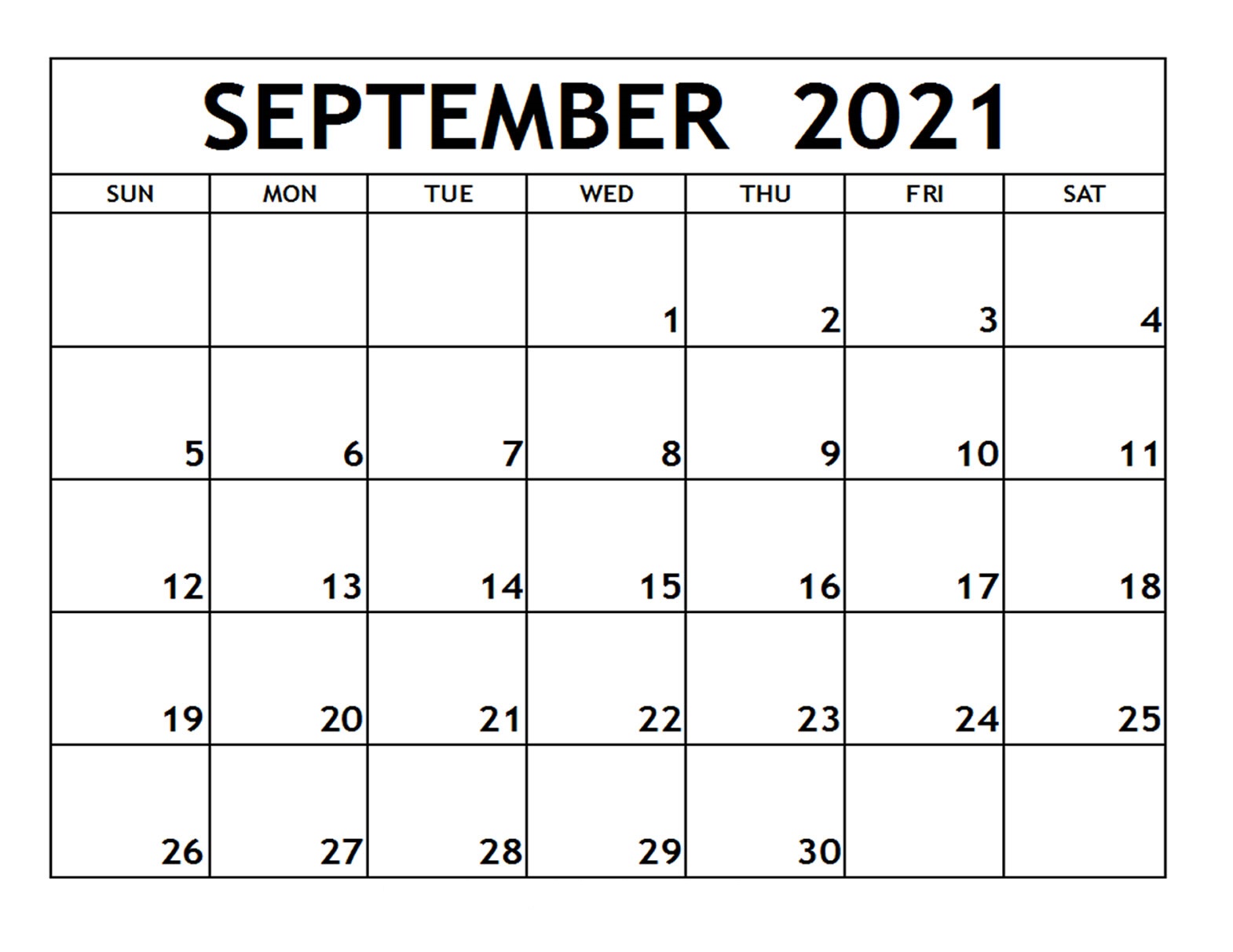 September 2021 Calendar Printable Kindergarten