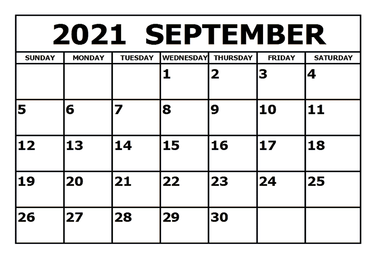 September 2021 Calendar Template Ever note