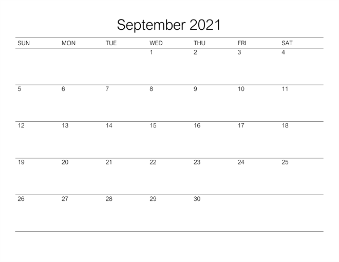 September 2021 Calendar