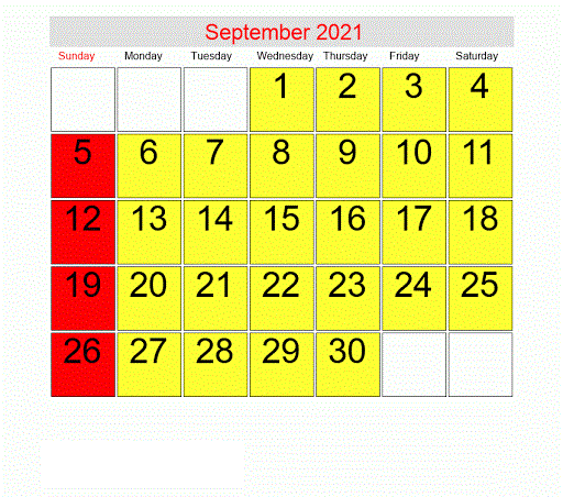 September 2021 Printable Calendar With Holidays