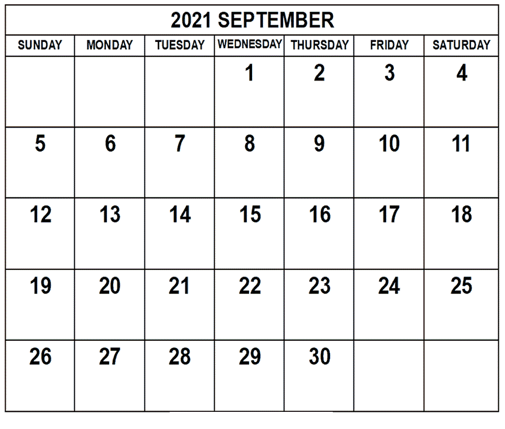 September Calendar 2021 Canada