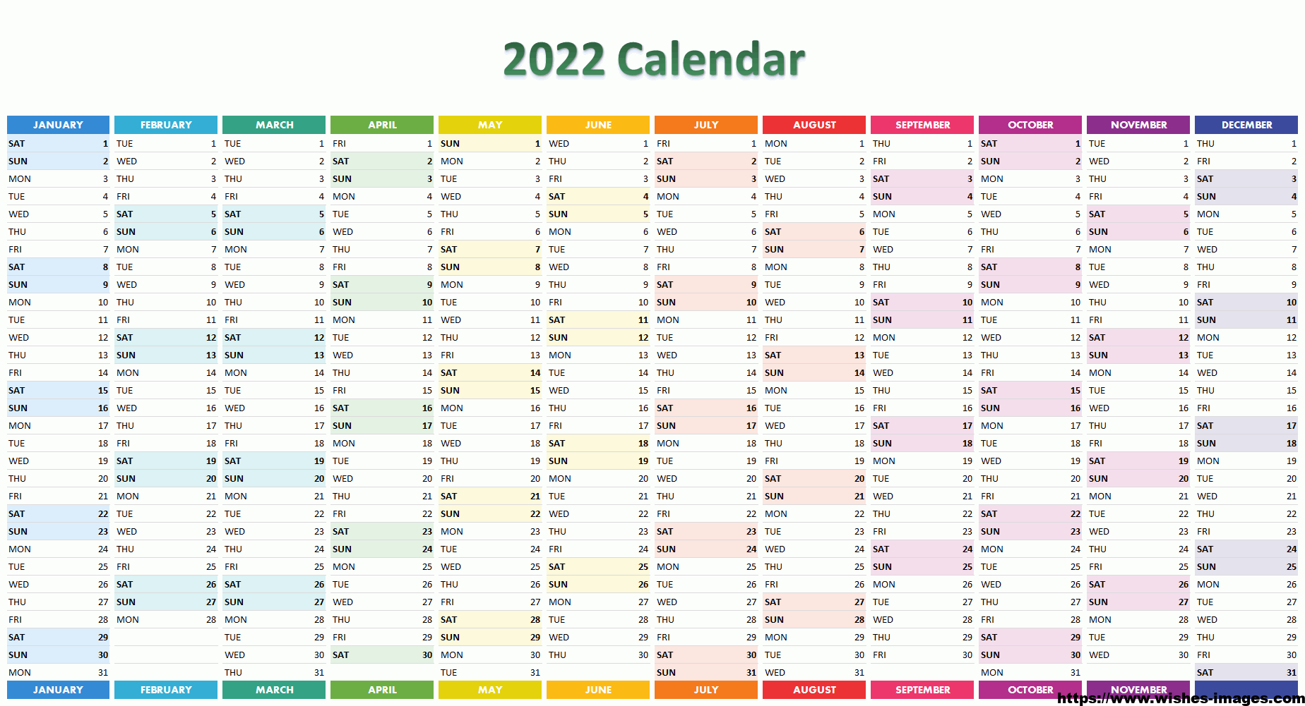 2022 Calendar Printable One Page