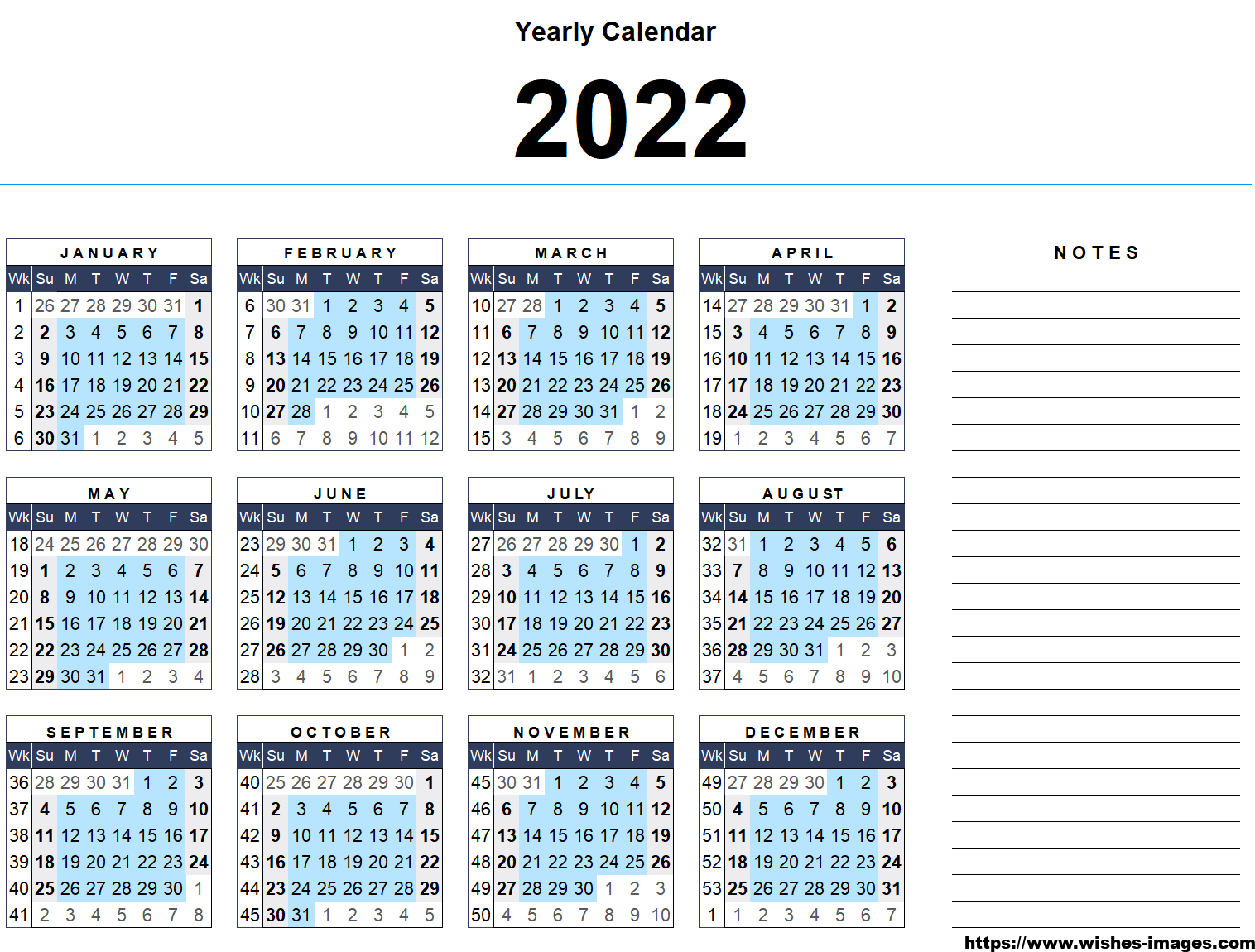 2022 Calendar Template Download