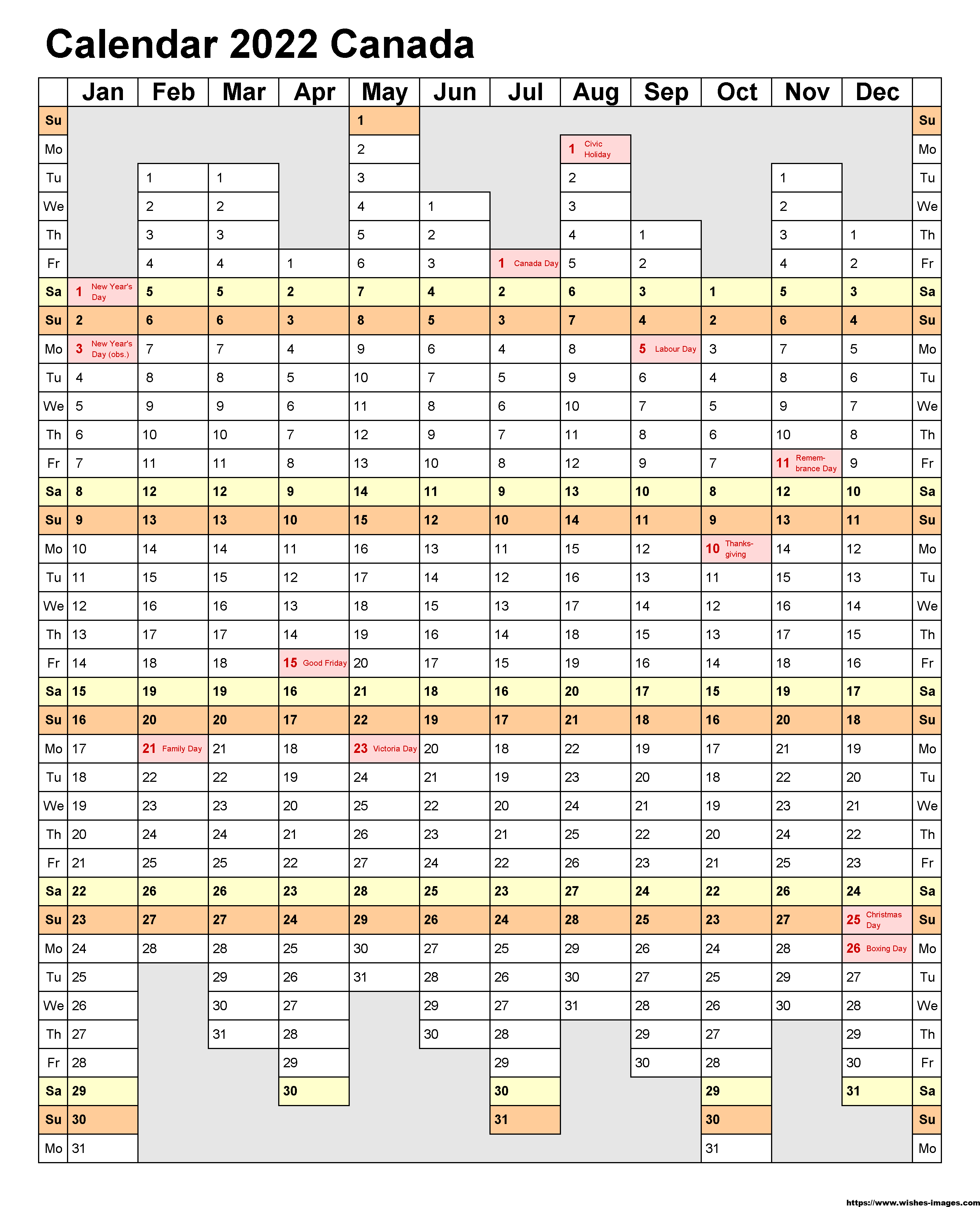 2022 Calendar Template Free Download