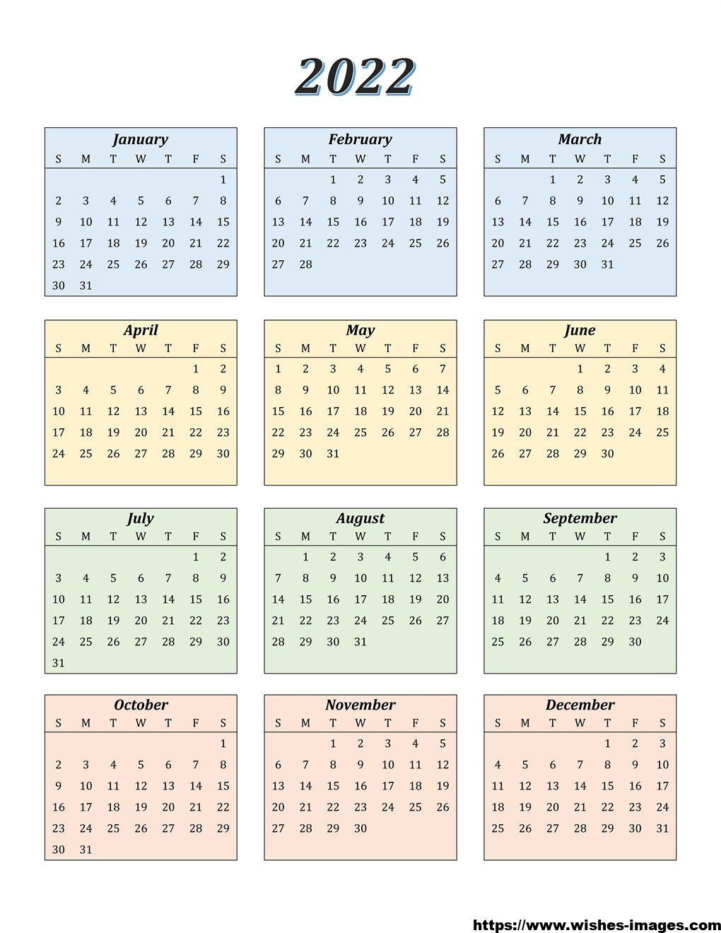 2022 Calendar Template